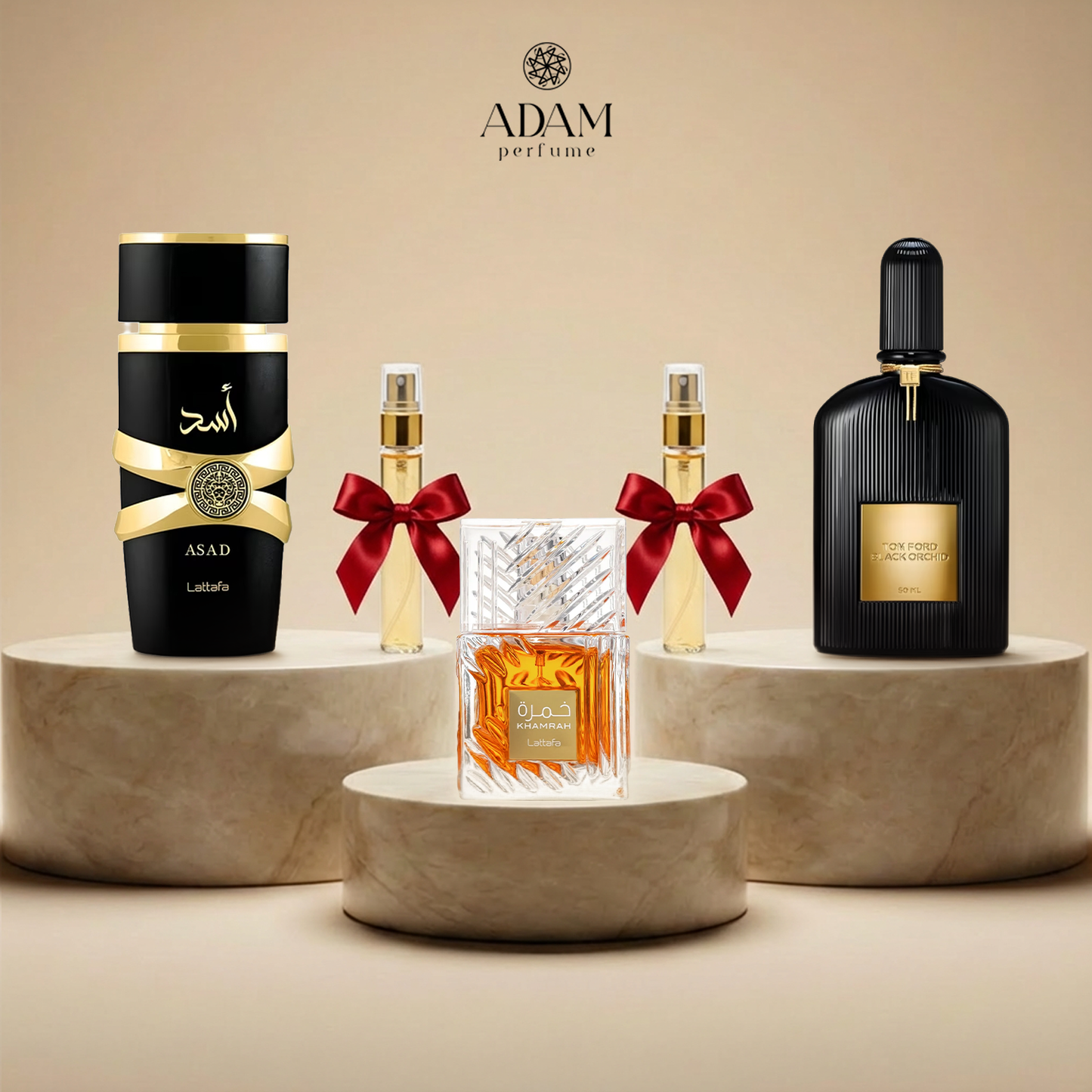 Asad Black 100 ml + Black Orchid 100 ml + Khamrah 30 ml