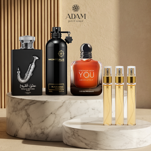 Ishq Al Shuyukh 100ml + Montel ￼black 100ml + strong with you absolutely 100 ML